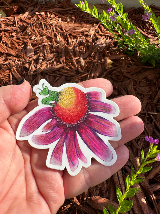 Coneflower Mantis Sticker